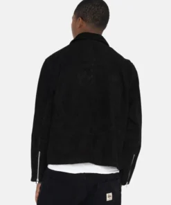 stussy 8 ball suede black jacket model back