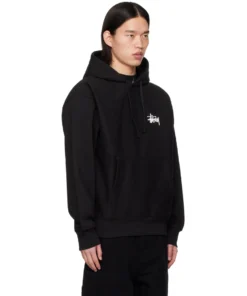 stussy black basic logo hoodie (1)