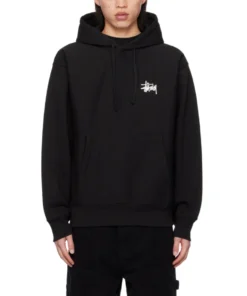 stussy black basic logo hoodie (2)