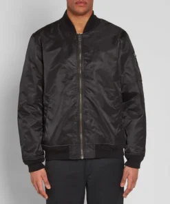 stussy black flight bomber iconic satin jacket (5)