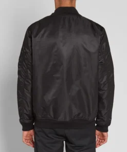 stussy black flight bomber iconic satin jacket (6)