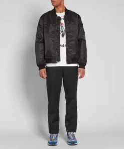 stussy black flight bomber iconic satin jacket (7)