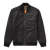 stussy black flight bomber iconic satin jacket front