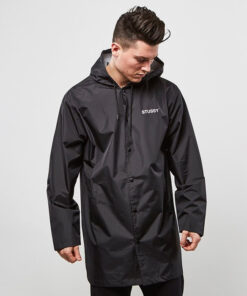 stussy black hooded long coach jacket (1)