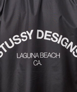 stussy black hooded long coach jacket (4)