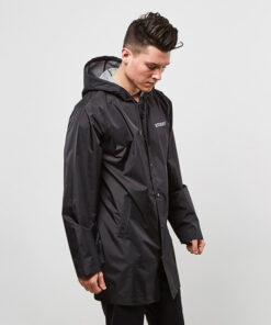 stussy black hooded long coach jacket (8)