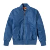 stussy blue flight satin bomber jacket men and women front