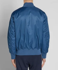 stussy blue flight satin bomber jacket men back