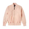 stussy blush peach satin flight bomber jacket front