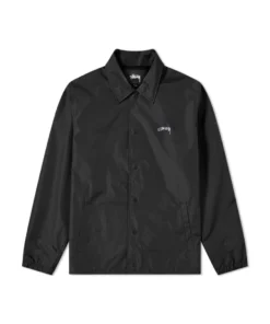 stussy cruize logo coach jacket classic black