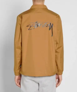 stussy cruize logo coach jacket light mustad (4)