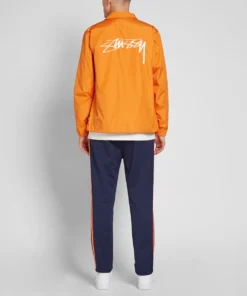 stussy cruize logo coach jacket light orange (2)