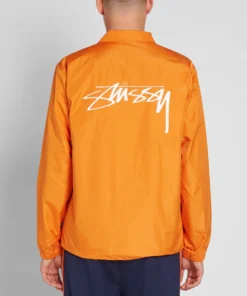 stussy cruize logo coach jacket light orange (4)