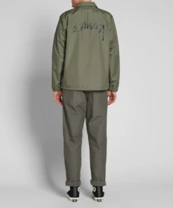 stussy cruize logo coach jacket military olive (2)