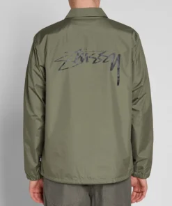 stussy cruize logo coach jacket military olive (4)