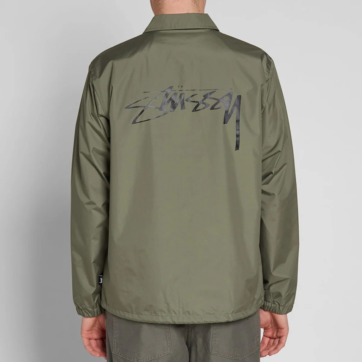 stussy cruize logo coach jacket military olive (4)