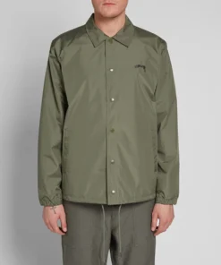 stussy cruize logo coach jacket military olive (5)