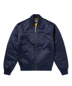 stussy emory navy bomber jacket streetwear front