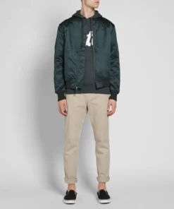 stussy emory satin bomber in forest green (1)
