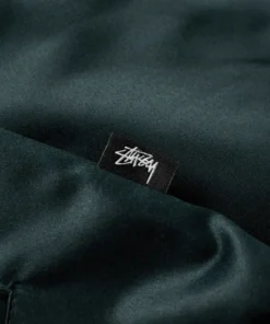 stussy emory satin bomber in forest green (4)