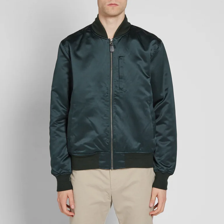 stussy emory satin bomber in forest green (7)