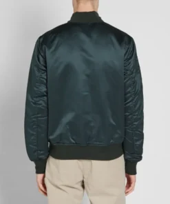 stussy emory satin bomber in forest green (8)