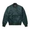 stussy emory satin bomber in forest green front