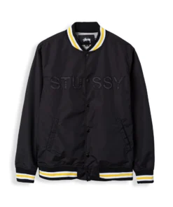 stussy logo stadium ss black jacket