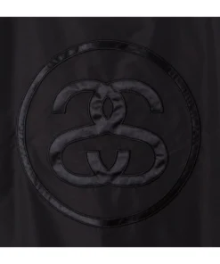 stussy logo stadium ss black jacket closeup detail (1)