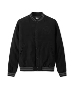 stussy stock varsity jacket black (4)