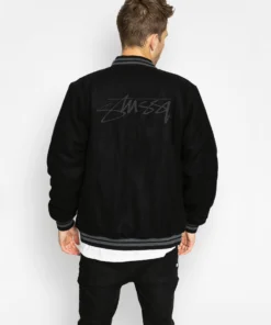 stussy stock varsity jacket black (6)