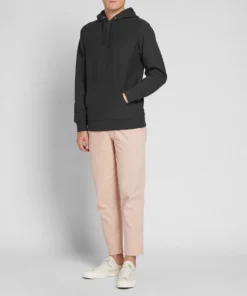 stussy stockterry hoody black for men women model full view photo