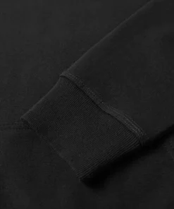 stussy stockterry hoody black for men women sleeve closeup photo