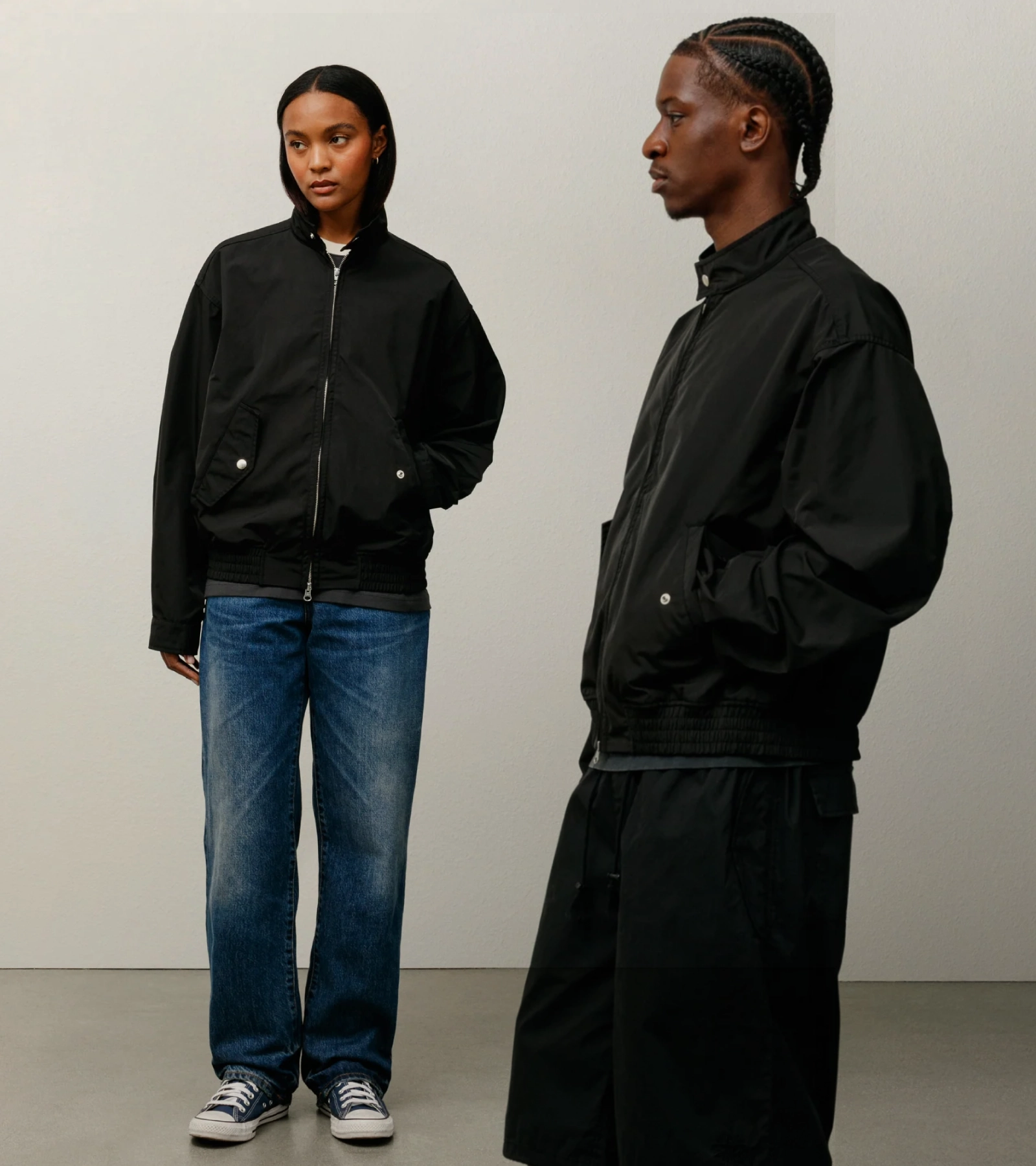 stussy surf team relaxed nylon harrington black jacket for men and women