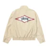 stussy surf team relaxed nylon harrington jacket light sand color stussy logo back view