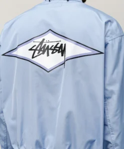 stussy surf team relaxed nylon harrington light sky jacket back logo branding