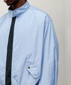 stussy surf team relaxed nylon harrington light sky jacket closeup
