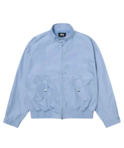 stussy surf team relaxed nylon harrington light sky jacket front logo side
