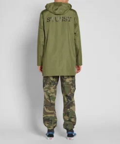 stussy tony long hooded coach jacket army green (2)