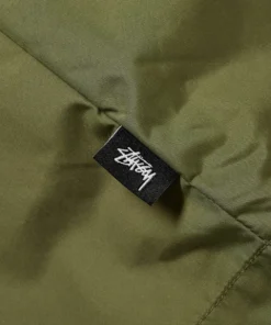 stussy tony long hooded coach jacket army green (8)