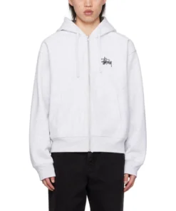 stussy white basic logo hoodie (1)
