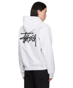 stussy white basic logo hoodie (4)
