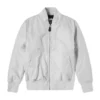 stussy white satin flight bomber jacket front
