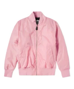 tussy pink flight satin bomber jacket front
