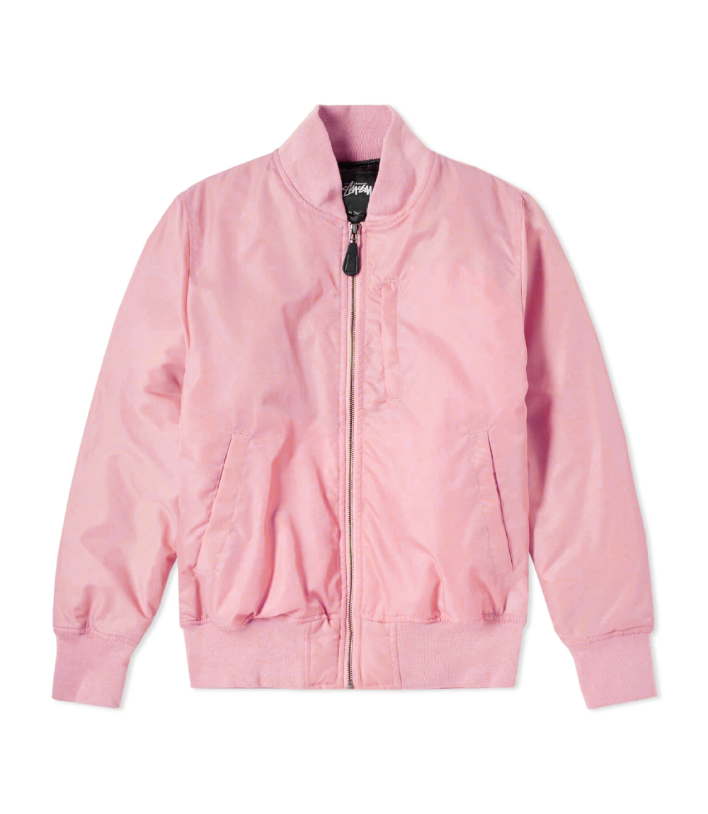tussy pink flight satin bomber jacket front
