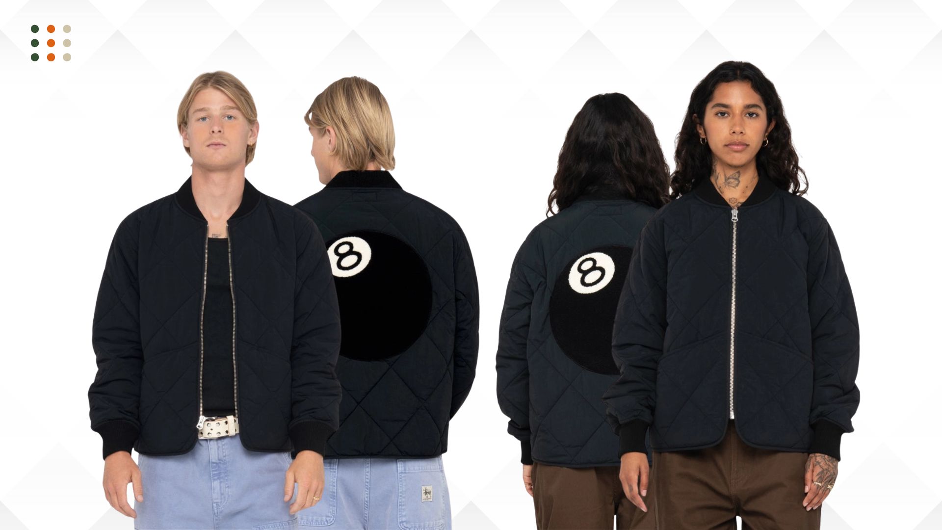 Stussy 8 Ball Black Quilted Liner Jacket - Sleek & Urban